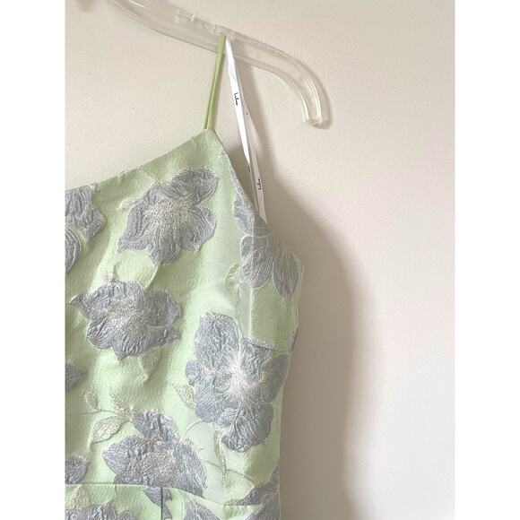 Lulu's Asymmetrical Formal Bodycon Mini Dress Light Green Silver Size Large NEW - Picture 8 of 12